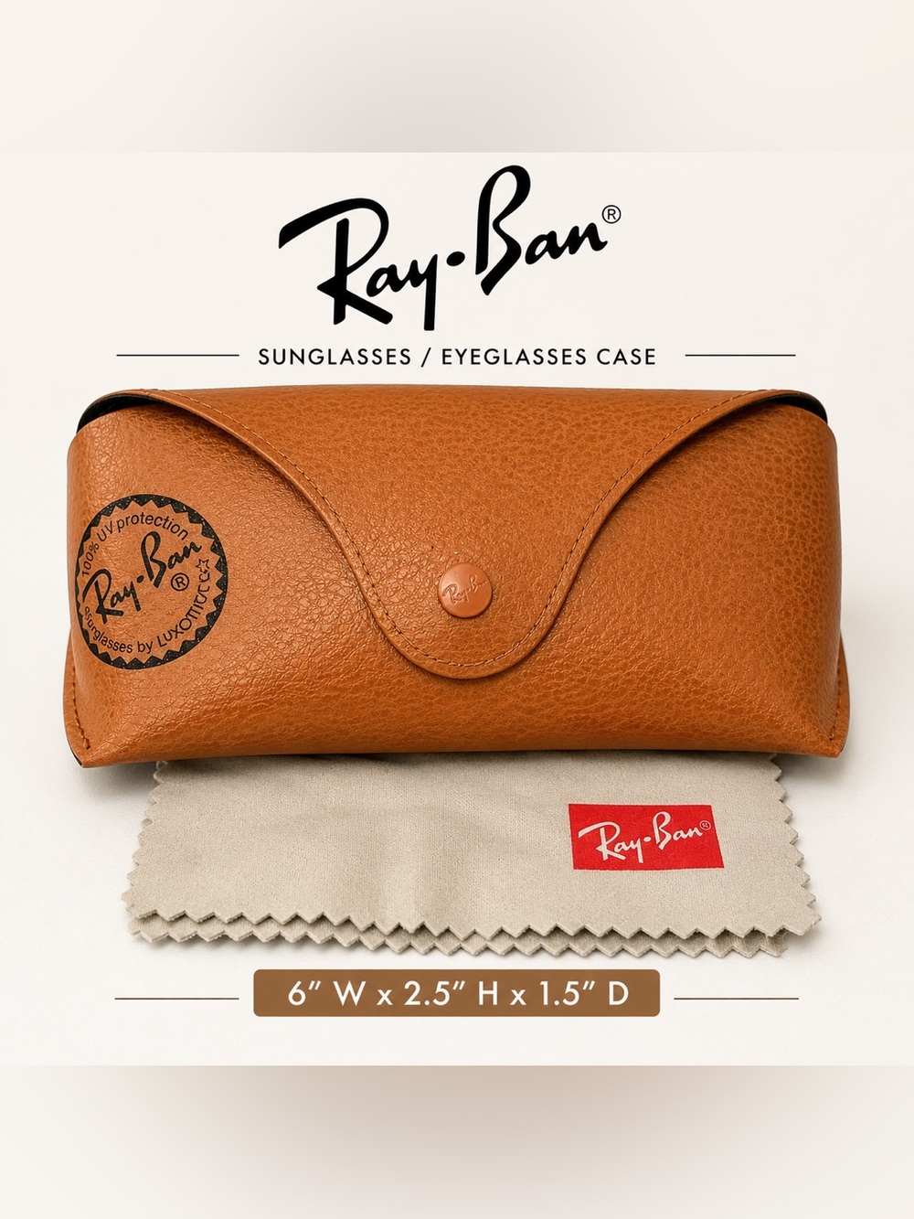 Ray-Ban Brown Sunglasses Eyeglasses Hard Case + Cleaning Cloth